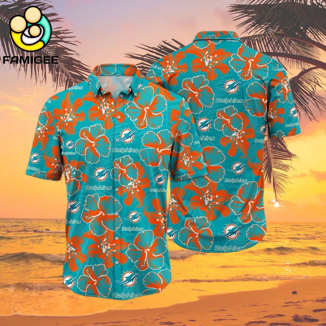 Miami Dolphins Nfl Floral Button Hawaiian Shirt Miami Dolphins Nfl Floral Button Hawaiian Shirt