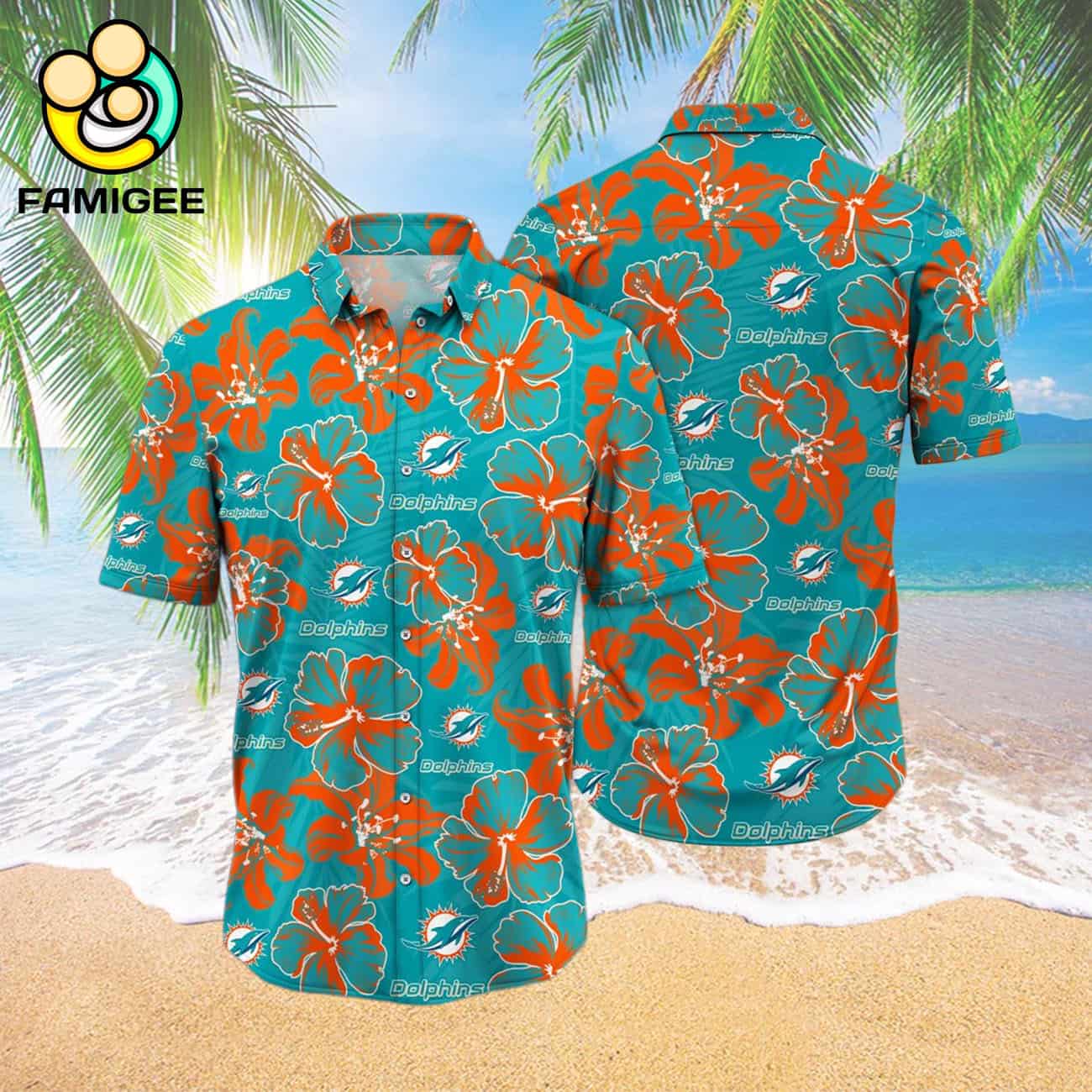 Miami Dolphins Nfl Floral Button Hawaiian Shirt Miami Dolphins Nfl Floral Button Hawaiian Shirt