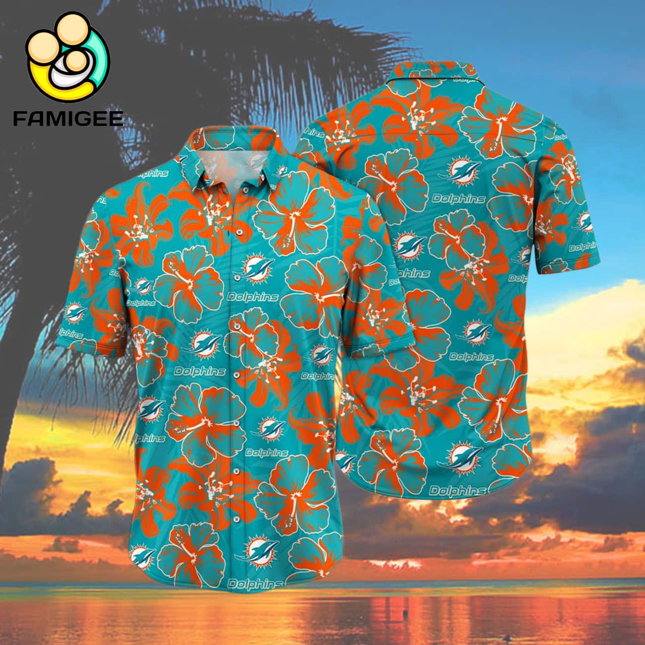 Miami Dolphins Nfl Floral Button Hawaiian Shirt Miami Dolphins Nfl Floral Button Hawaiian Shirt