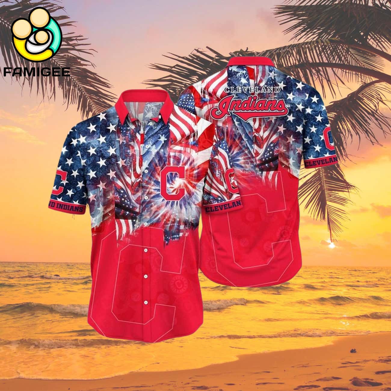 Mlb Cleveland Indians Flower 4th Of July Hawaiian Shirt Mlb Cleveland Indians Flower 4th Of July Hawaiian Shirt