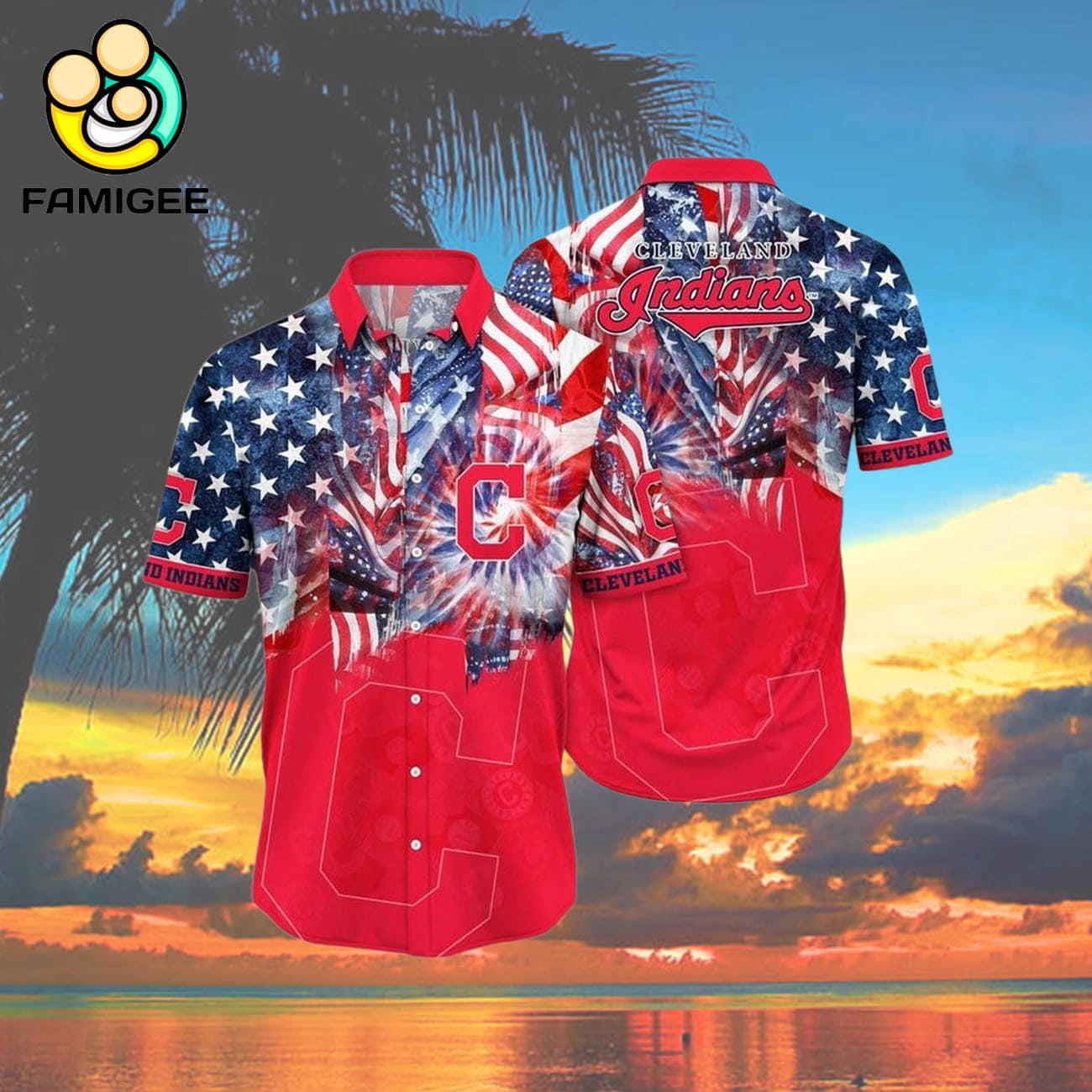 Mlb Cleveland Indians Flower 4th Of July Hawaiian Shirt Mlb Cleveland Indians Flower 4th Of July Hawaiian Shirt