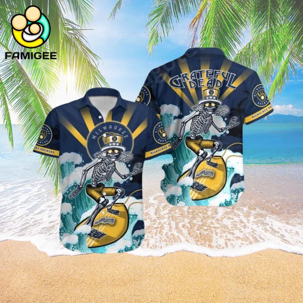 Mlb Milwaukee Brewers Grateful Dead Hawaiian Shirt 3