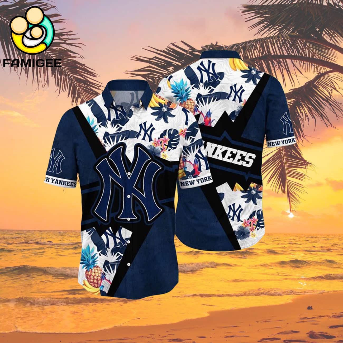 Mlb New York Yankees Flower Swing Into Sunset Hawaiian Shirt Mlb New York Yankees Flower Swing Into Sunset Hawaiian Shirt