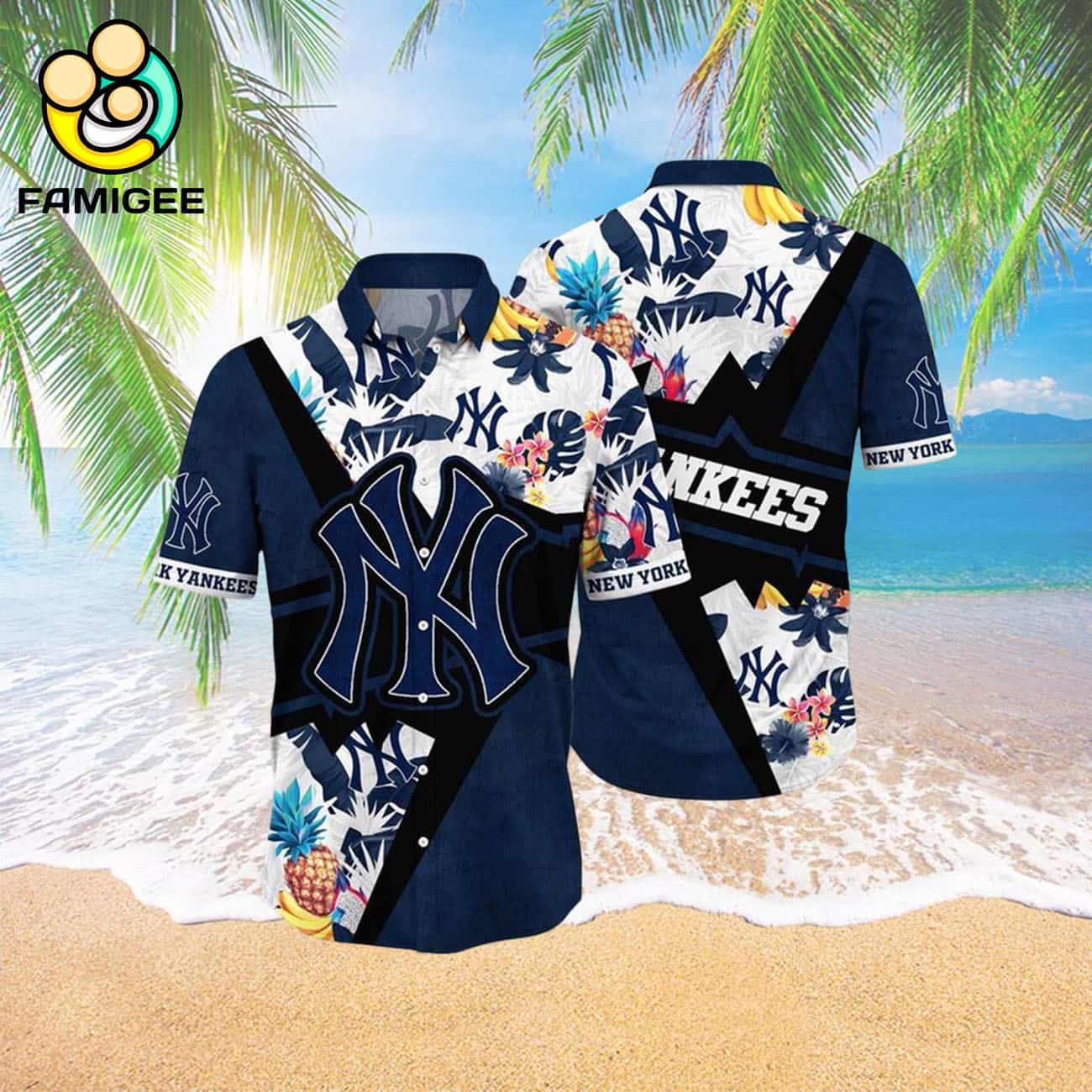 Mlb New York Yankees Flower Swing Into Sunset Hawaiian Shirt Mlb New York Yankees Flower Swing Into Sunset Hawaiian Shirt