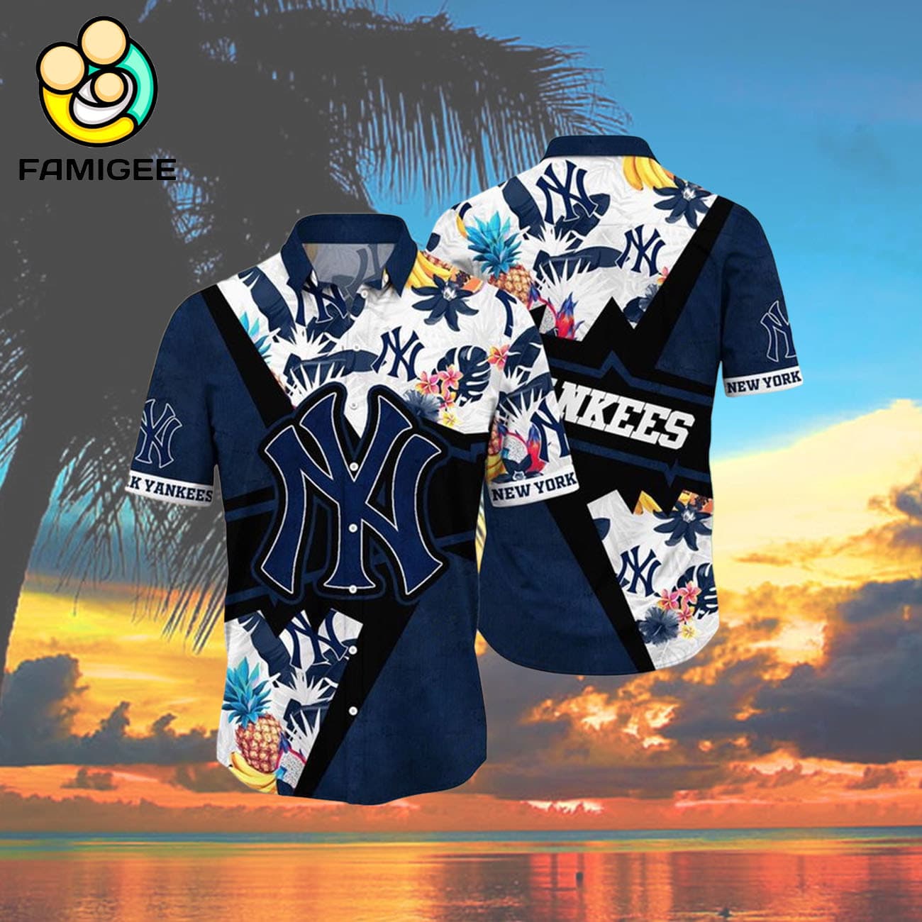 Mlb New York Yankees Flower Swing Into Sunset Hawaiian Shirt Mlb New York Yankees Flower Swing Into Sunset Hawaiian Shirt