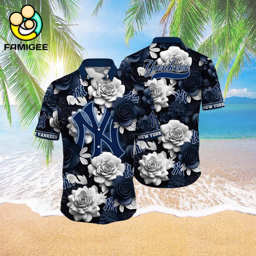 Mlb New York Yankees Flowers Hawaiian Shirt 3