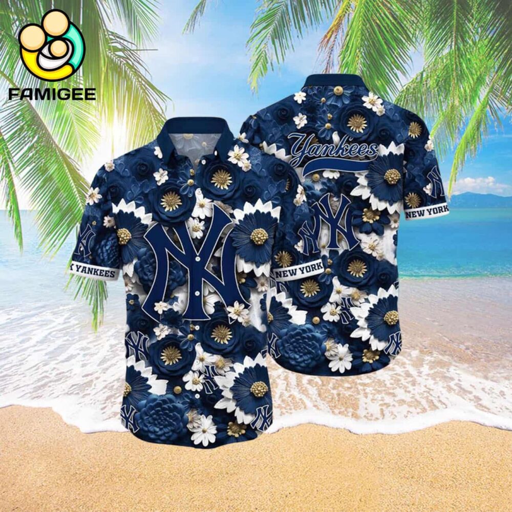 Mlb New York Yankees Hitting Flowers Hawaiian Shirt 3