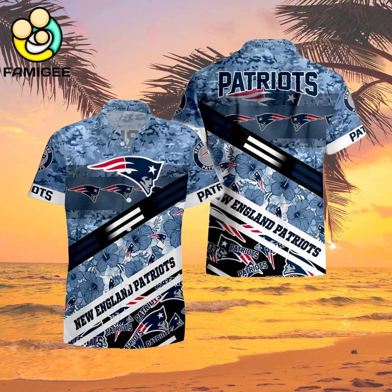 New England Patriots Nfl 3d Camo Floral T Hawaiian Shirt New England Patriots Nfl 3d Camo Floral T Hawaiian Shirt