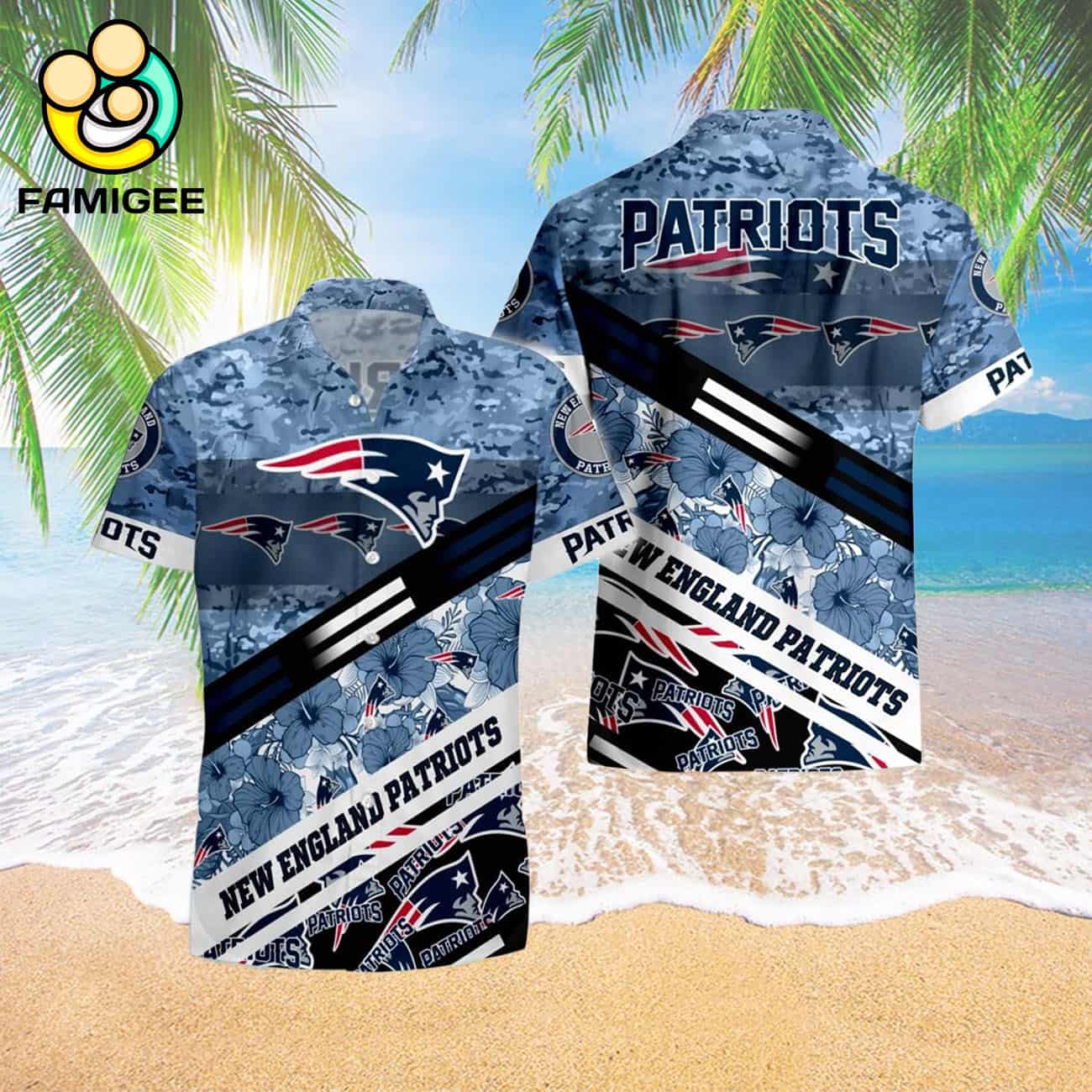 New England Patriots Nfl 3d Camo Floral T Hawaiian Shirt New England Patriots Nfl 3d Camo Floral T Hawaiian Shirt
