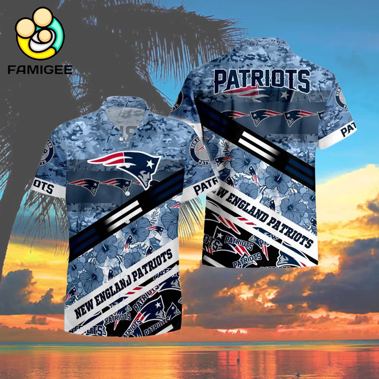 New England Patriots Nfl 3d Camo Floral T Hawaiian Shirt New England Patriots Nfl 3d Camo Floral T Hawaiian Shirt