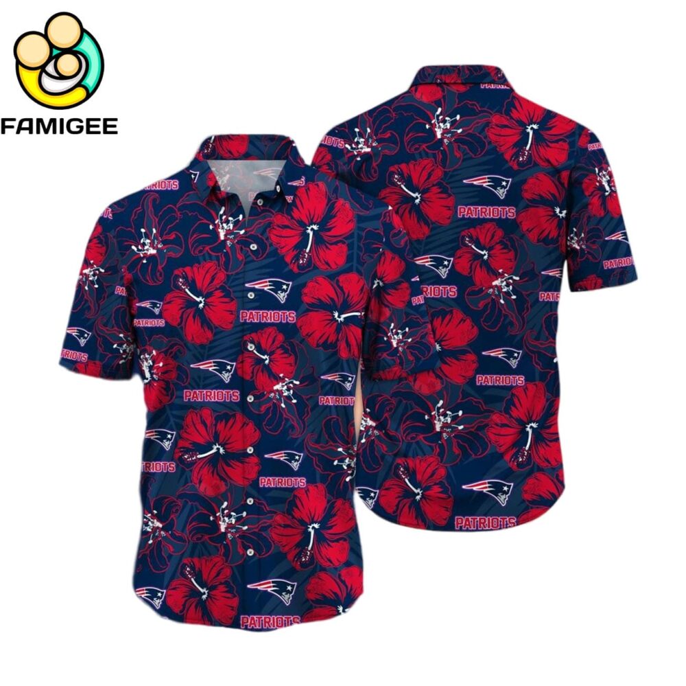New England Patriots Nfl Floral Button Hawaiian Shirt 1