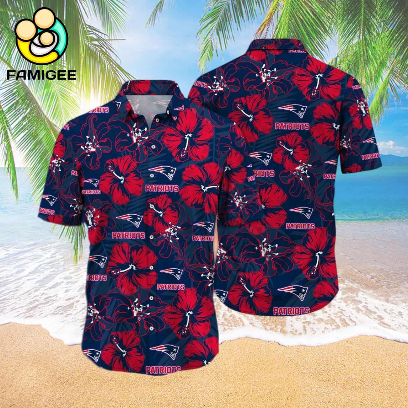 New England Patriots Nfl Floral Button Hawaiian Shirt New England Patriots Nfl Floral Button Hawaiian Shirt