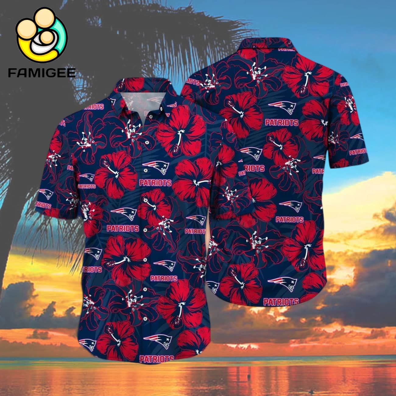 New England Patriots Nfl Floral Button Hawaiian Shirt New England Patriots Nfl Floral Button Hawaiian Shirt