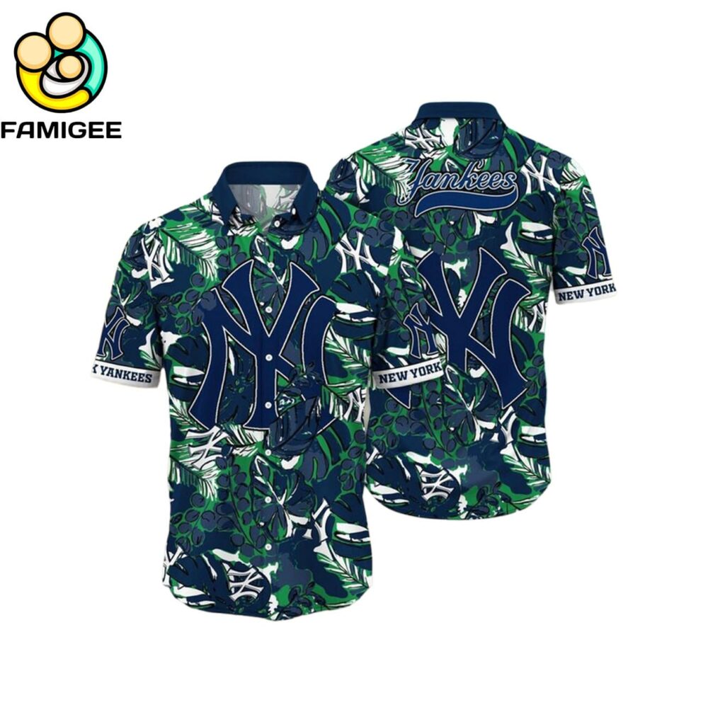 New York Yankees Flower Palm Tree Paradise Hawaiian Shirt 1