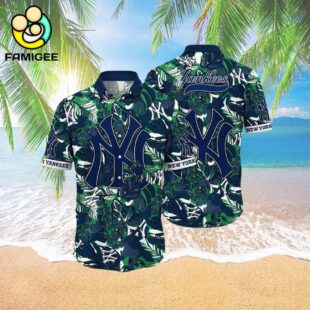 New York Yankees Flower Palm Tree Paradise Hawaiian Shirt 3