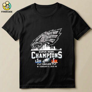 Philadelphia Eagles Super Bowl Champions 2025 Fly Eagles Fly Player Name Logo Shirt