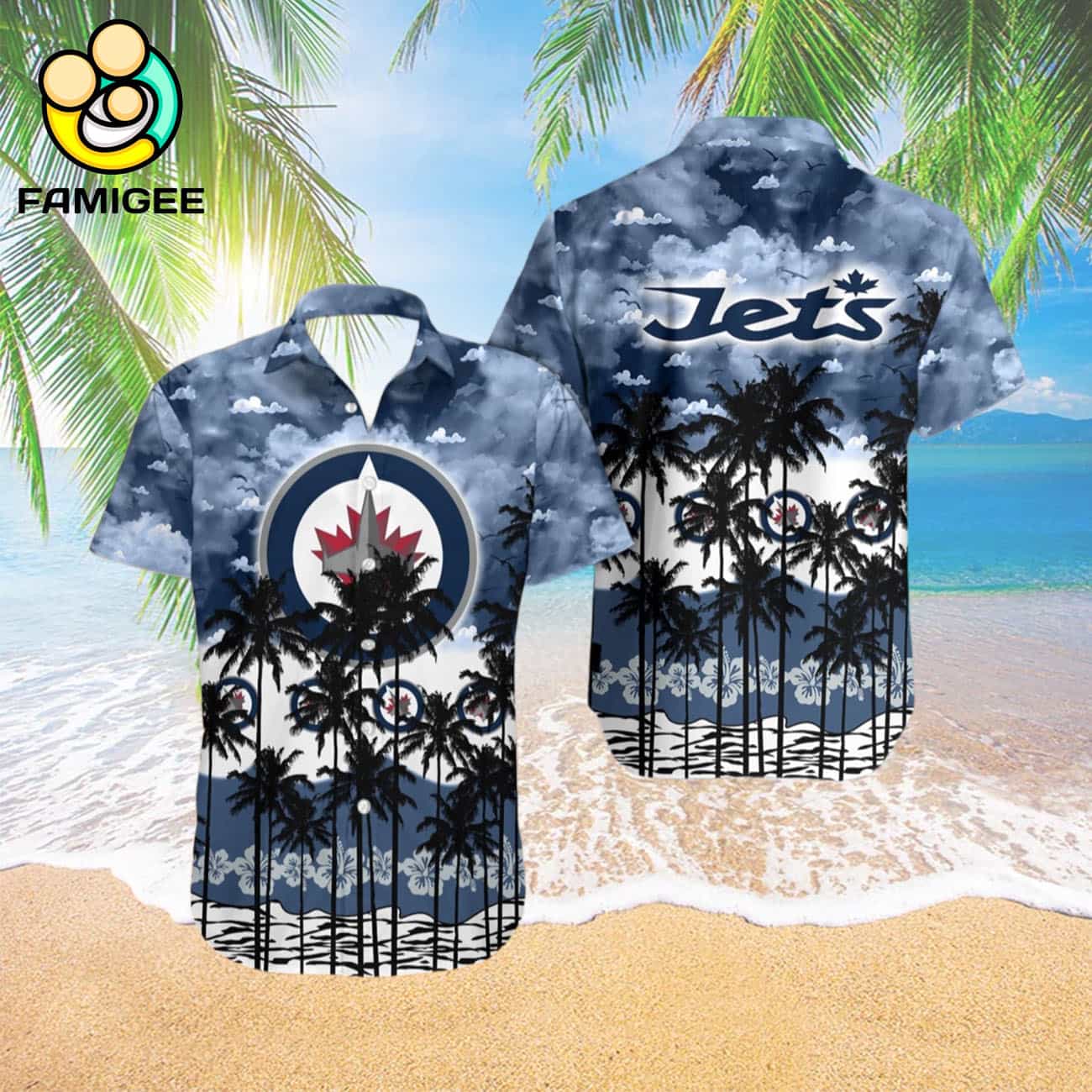 Winnipeg Jets Tree Hawaiian Shirt Winnipeg Jets Tree Hawaiian Shirt