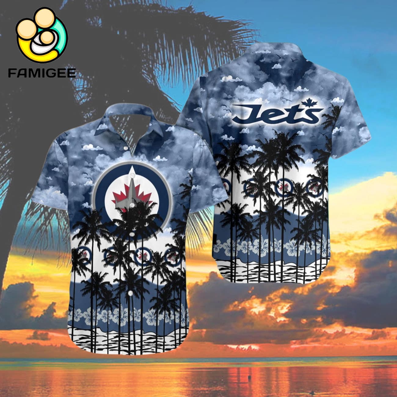 Winnipeg Jets Tree Hawaiian Shirt Winnipeg Jets Tree Hawaiian Shirt