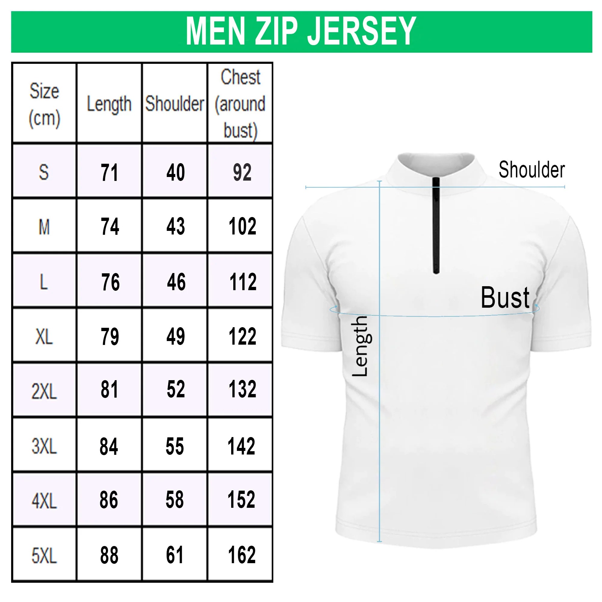Size Men Zip Jersey