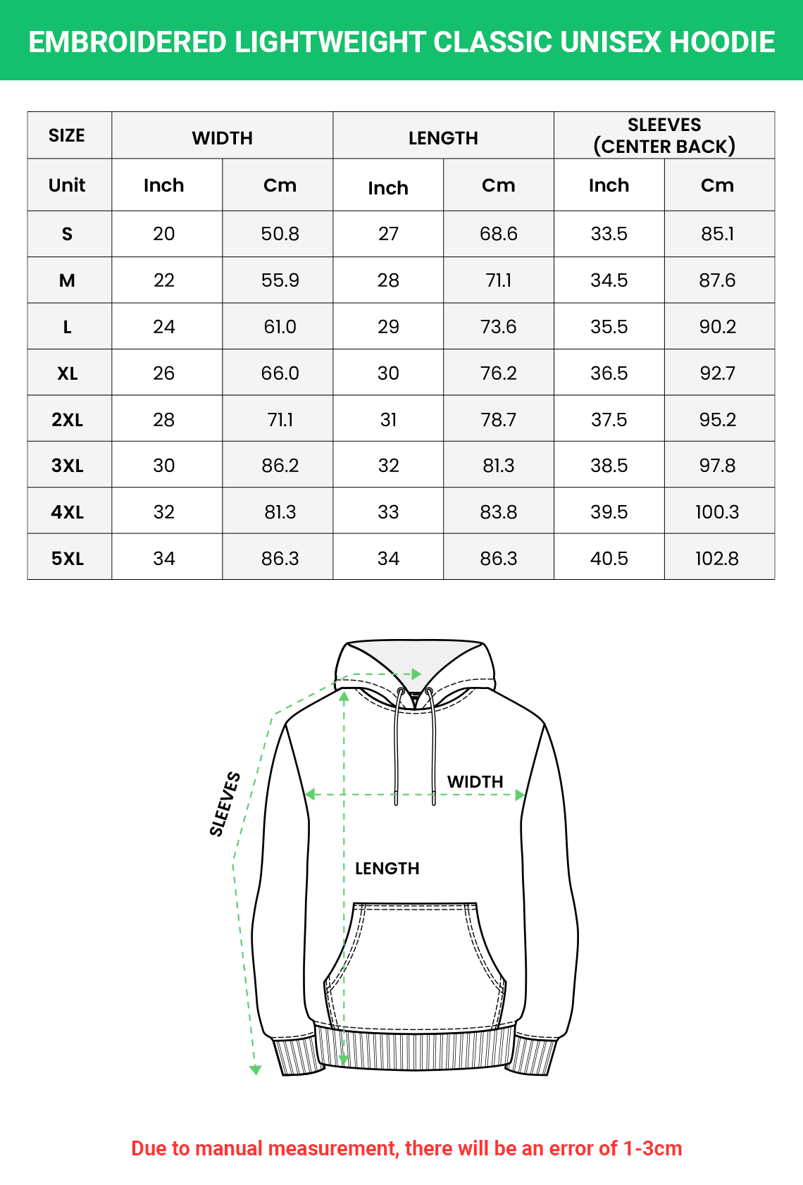 Size Embroidered Hoodie