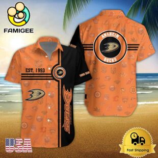 Anaheim Ducks Nhl Logo Pattern Custom Hawaiian Shirt