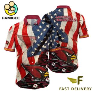 Arizona Cardinals American Flag Hawaiian Shirt