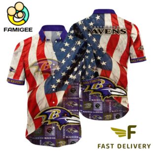 Baltimore Ravens American Flag Hawaiian Shirt