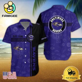 Baltimore Ravens NFL Logo Pattern Custom Hawaiian Shirt