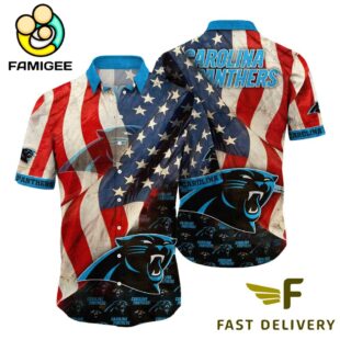 Carolina Panthers American Flag Hawaiian Shirt