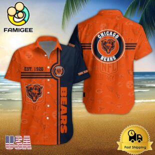 Chicago Bears NFL Logo Pattern Custom Hawaiian Shirt