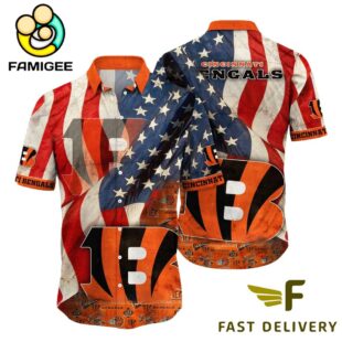 Cincinnati Bengals American Flag Hawaiian Shirt