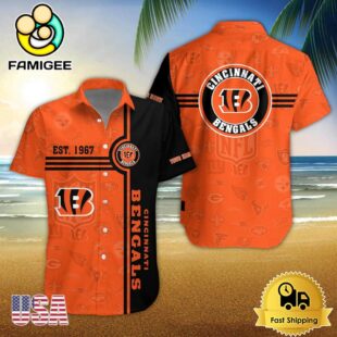 Cincinnati Bengals NFL Logo Pattern Custom Hawaiian Shirt