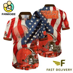 Cleveland Browns American Flag Hawaiian Shirt