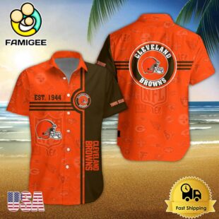 Cleveland Browns NFL Logo Pattern Custom Hawaiian Shirt