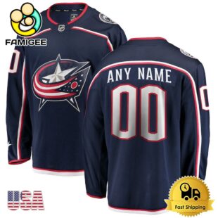 Columbus Blue Jackets Navy Home Breakaway Custom Hockey Jersey