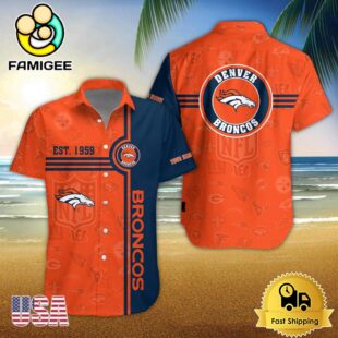Denver Broncos NFL Logo Pattern Custom Hawaiian Shirt
