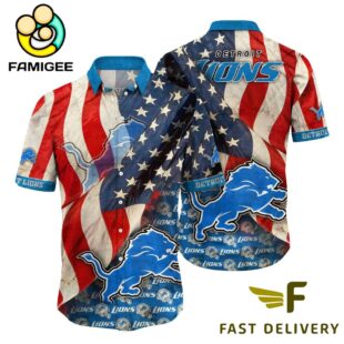 Detroit Lions American Flag Hawaiian Shirt