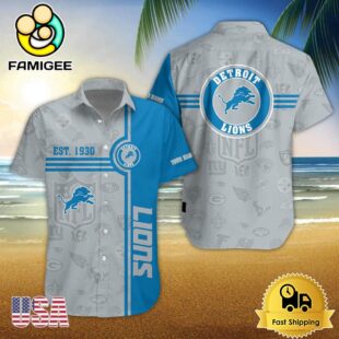 Detroit Lions NFL Logo Pattern Custom Hawaiian Shirt