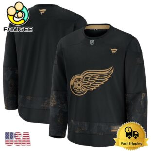 Detroit Red Wings Black Military Appreciation Practice Hockey Jersey