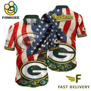 Green Bay Packers American Flag Hawaiian Shirt