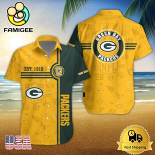 Green Bay Packers NFL Logo Pattern Custom Hawaiian Shirt