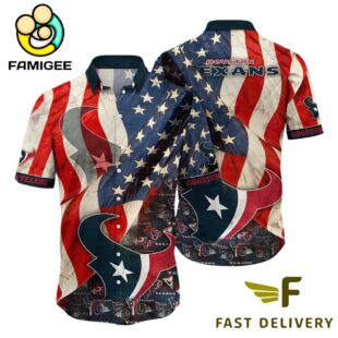 Houston Texans American Flag Hawaiian Shirt