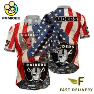 Las Vegas Raiders American Flag Hawaiian Shirt