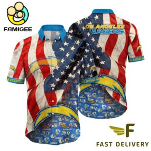 Los Angeles Chargers American Flag Hawaiian Shirt