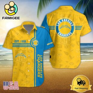 Los Angeles Chargers NFL Logo Pattern Custom Hawaiian Shirt
