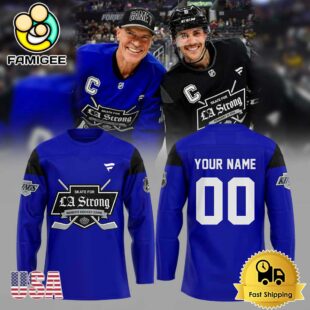 Los Angeles Kings LA Strong Blue Custom Name, Number For Fans Hockey Jersey
