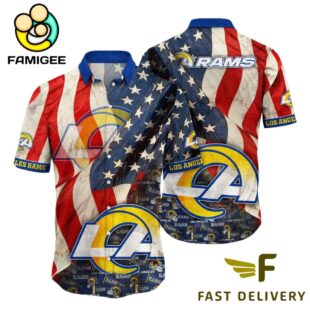 Los Angeles Rams American Flag Hawaiian Shirt