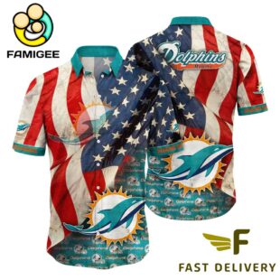 Miami Dolphins American Flag Hawaiian Shirt