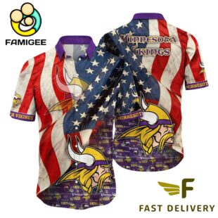 Minnesota Vikings American Flag Hawaiian Shirt