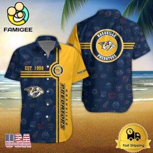 Nashville Predators Nhl Logo Pattern Custom Hawaiian Shirt